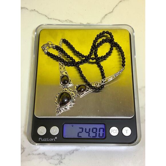 D'Joy Sterling Silver Onyx Beaded Pendant Necklace - Picture 10 of 10